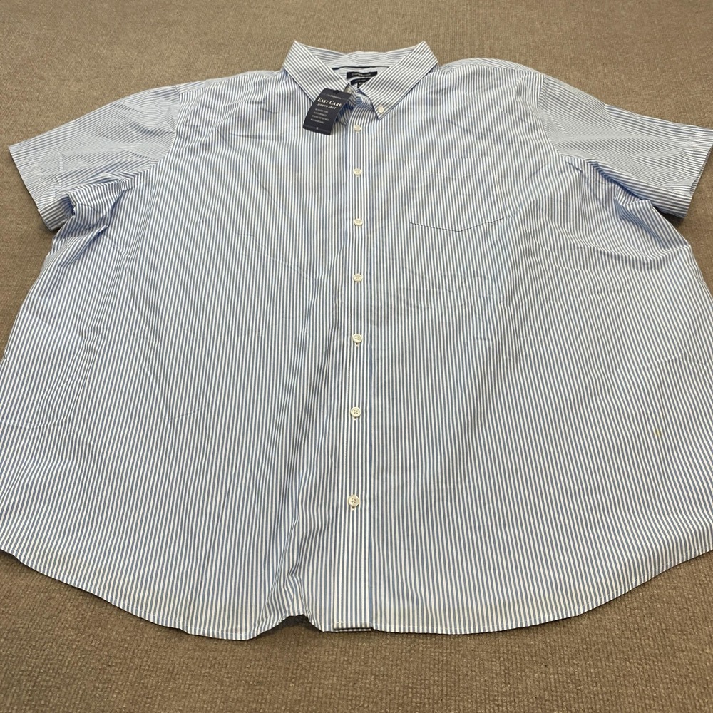 Croft & Barrow Shirt Mens Big 4XB Blue Stripe Short Sleeve Easy Care Button Down